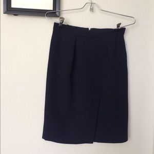 Navy Blue Tulip Skirt with front angled slit